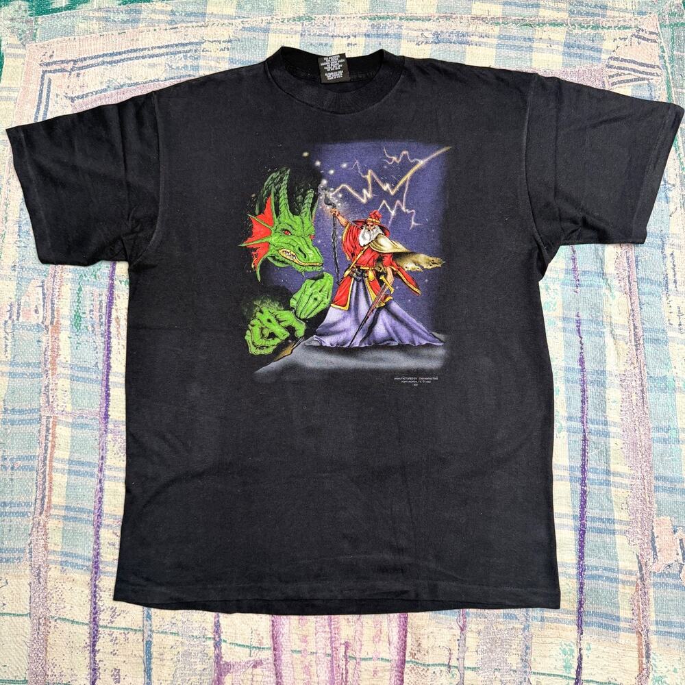 Vintage 1992 Just Brass Lizards & Wizards T-Shirt 3D Emblem